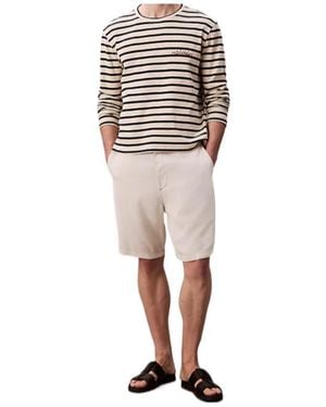 Calvin Klein Compact Rib Stripe Easy Tee - White