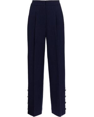 Alessandra Rich Wool-Blend Crêpe Wide-Leg Trousers - Blue
