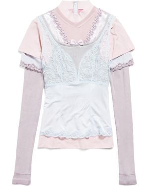 Balenciaga Layered Multicolo Long-Sleeved Top - White