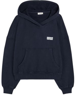 American Vintage Hooded Cotton Sweatshirt - Blue
