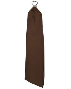 The Attico Halterneck Open-Back Midi Dress - Brown