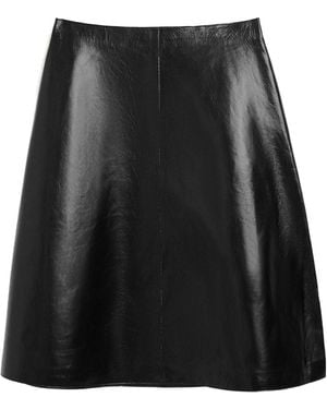 Ami Paris Patent Leather A-Line Midi Skirt - Black