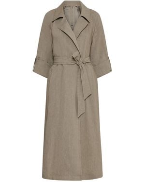 Marella Stretch Viscose And Linen Duster Coat - Natural