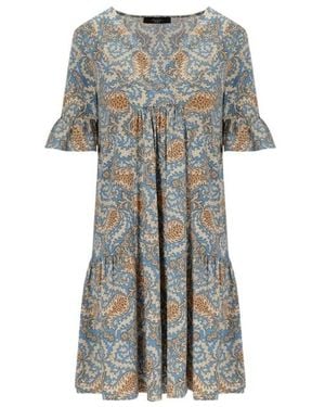 Weekend by Maxmara V-Neck Short-Sleeved Dress - Gray