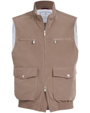 Brunello Cucinelli Padded Zip Vest - Brown