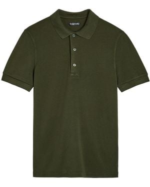 Tom Ford Logo-Embroidered Piqué Polo Shirt - Green