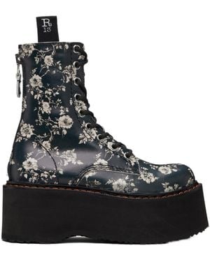 R13 Double Stack Print Ankle Boots - Black