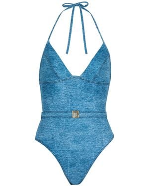 Balmain Denim One-Piece Swimsuit - Blue
