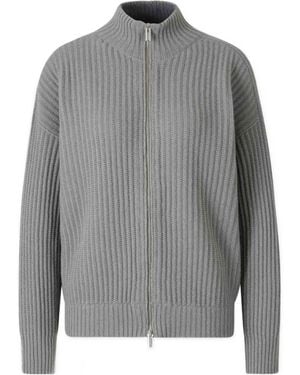 Peserico Ribbed-Knit Zip-Up Cardigan - Gray