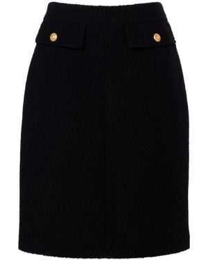 Chloé Wool Blend Boucle Yarn Midi Skirt - Black