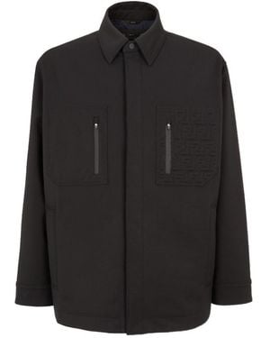 Fendi Ff Motif Ski Shirt Jacket - Black