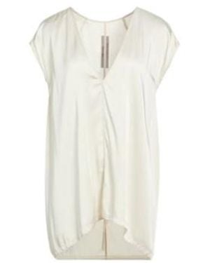 Rick Owens Solid-Color Satin Short-Sleeve Top - White