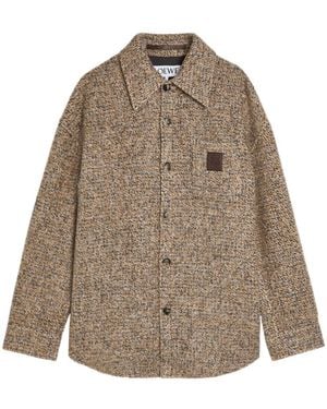 Loewe Logo-Appliquéd Patterned Wool-Blend Jacket - Brown