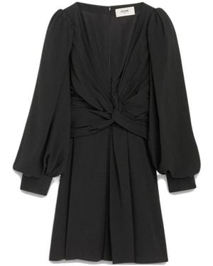 Celine Acetic Acid And Viscose Fibre Knit Dress With Long Sleeves - Black