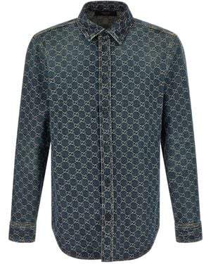 Gucci Gg Denim Jacquard Shirt - Blue