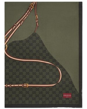 Gucci Wool Blanket With Print - Green