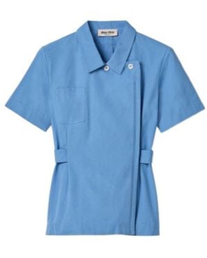 Miu Miu Double-Breasted Short-Sleeved Shirt - Blue