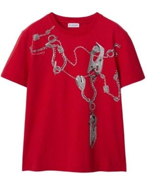 Burberry Knight Hardware Cotton T-Shirt - Red