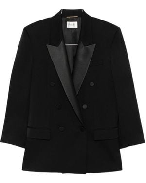 Saint Laurent Double-Breast Long-Sleeved Jacket - Black