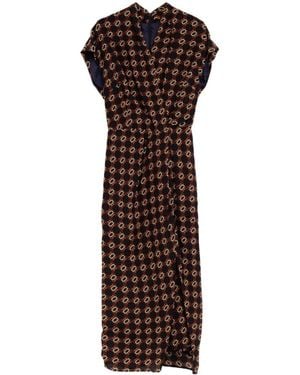 Dries Van Noten Patterned Dress - Brown