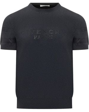 Givenchy Logo Short Sleeve Knitted Top - Black