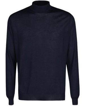 Malo Mock Neck Knitwear - Blue