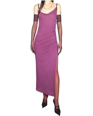 Mugler Side-Split Midi Dress - Purple
