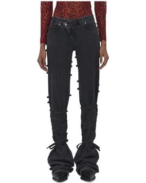 McQueen Low-Rise Tied Jeans - Black