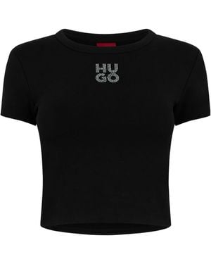 BOSS Delanor Cropped T-Shirt - Black