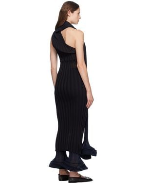 Issey Miyake Sagao Striped Stitching Dress - Black