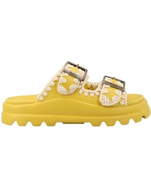 Mou Eva Two-Buckle Slide Sandals - Yellow