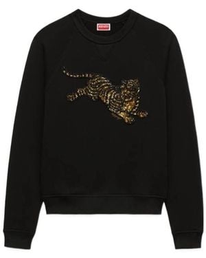 KENZO Jumping Tiger' Embroidered Sweatshirt - Black