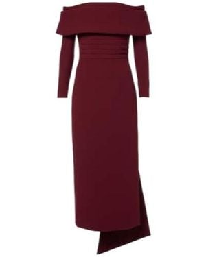 Emilia Wickstead Derika Off-Shoulder Crêpe Midi Dress - Red