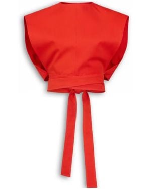 Alaïa Belted Crop Top - Red