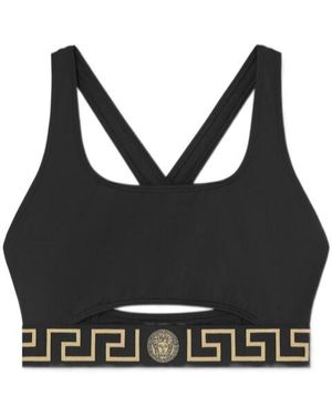 Versace Greca Border Cut-Out Detailed Bikini Top - Black
