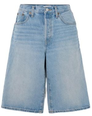 RE/DONE Skater Low-Rise Denim Shorts - Blue