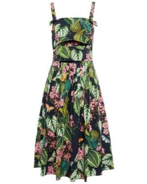 Oscar de la Renta Printed Cotton-Blend Poplin Midi Dress - Green
