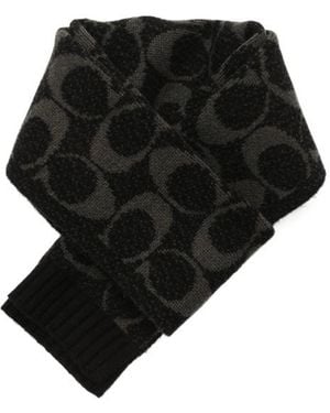 COACH Ribbed Scarf - Black