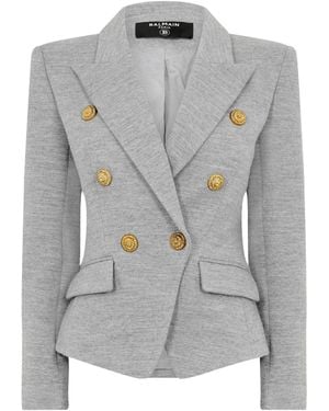 Balmain Notched Lapel Double- Suit Jacket - Gray