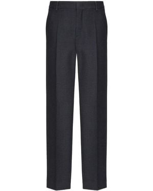 Valentino Pressed-Crease Wool Trousers - Blue