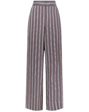 Veronica Beard High-Waisted Striped Pants - Purple