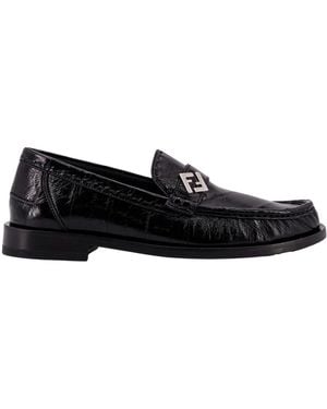 Fendi Ff Plaque Slip-On Loafers - Black