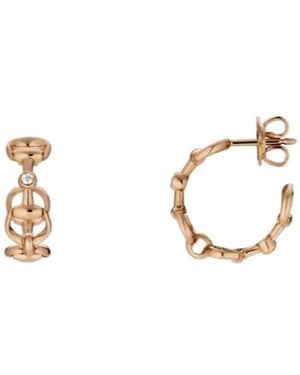 Gucci Horsebit Diamond 18K Hoop Earrings - Metallic