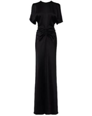Victoria Beckham Isabella Gathered Satin Gown - Black