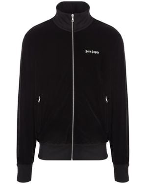 Palm Angels Logo Printed Zipped Track Jacket - Black