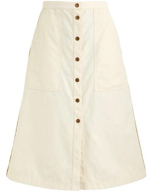 Moncler High-Waisted Midi A-Line Skirt - Natural