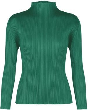 Pleats Please Issey Miyake Pleated Knit Top - Green