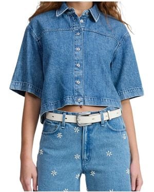 Rag & Bone Short Sleeve Denim Shirt - Blue