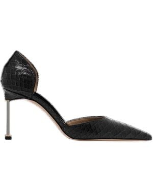 Tom Ford Semi Shiny Printed Python Spire D'Orsay Pump - Black