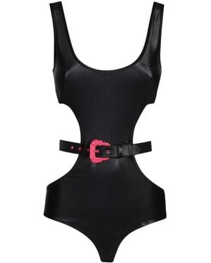 Versace Jeans Couture Couture Cut-Out Detailed Belted Bodysuit - Black